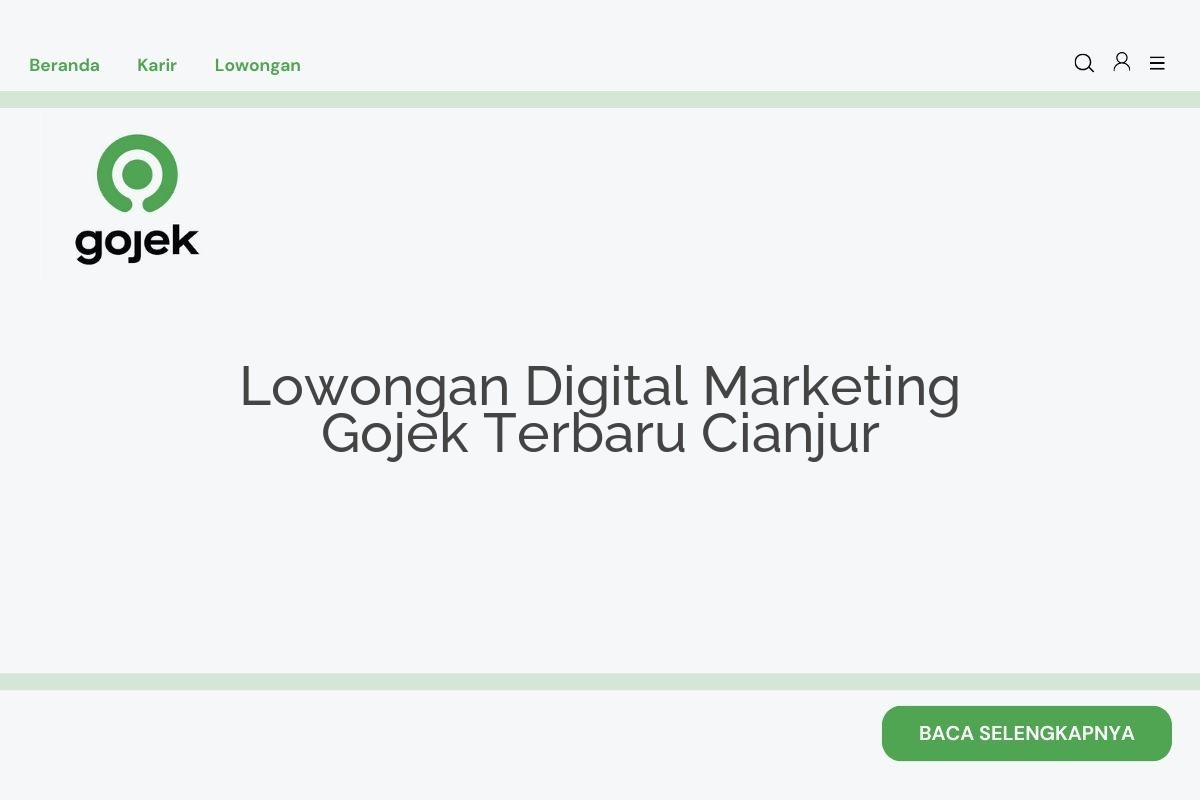 Lowongan Digital Marketing Gojek Terbaru Cianjur