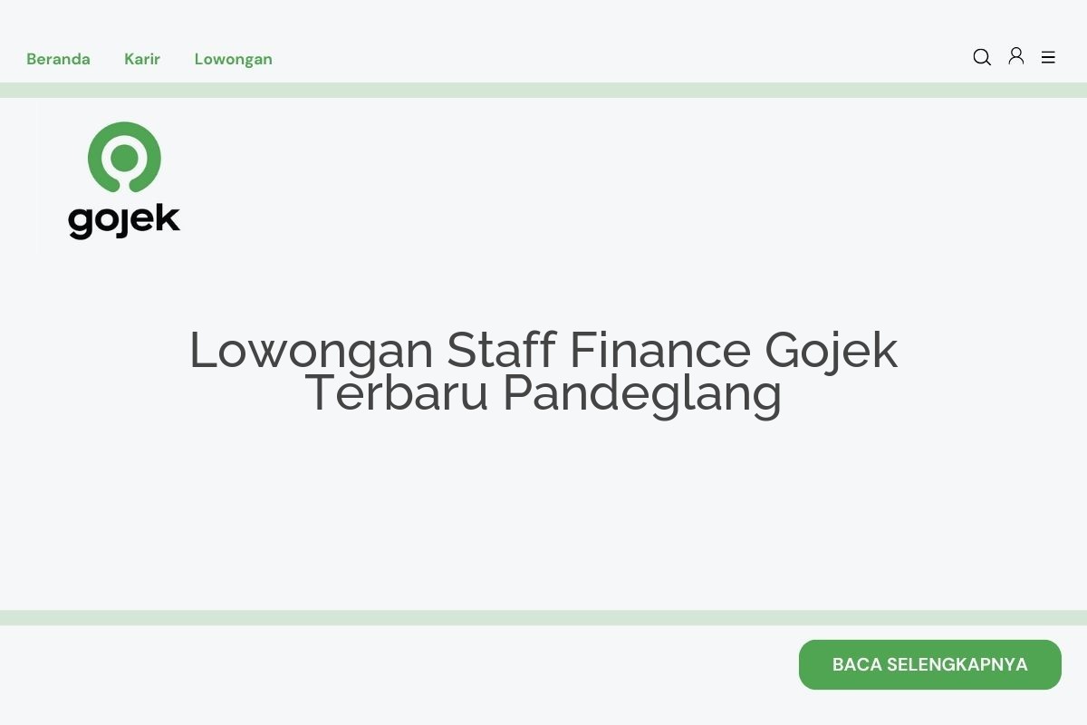Lowongan Staff Finance Gojek Terbaru Pandeglang