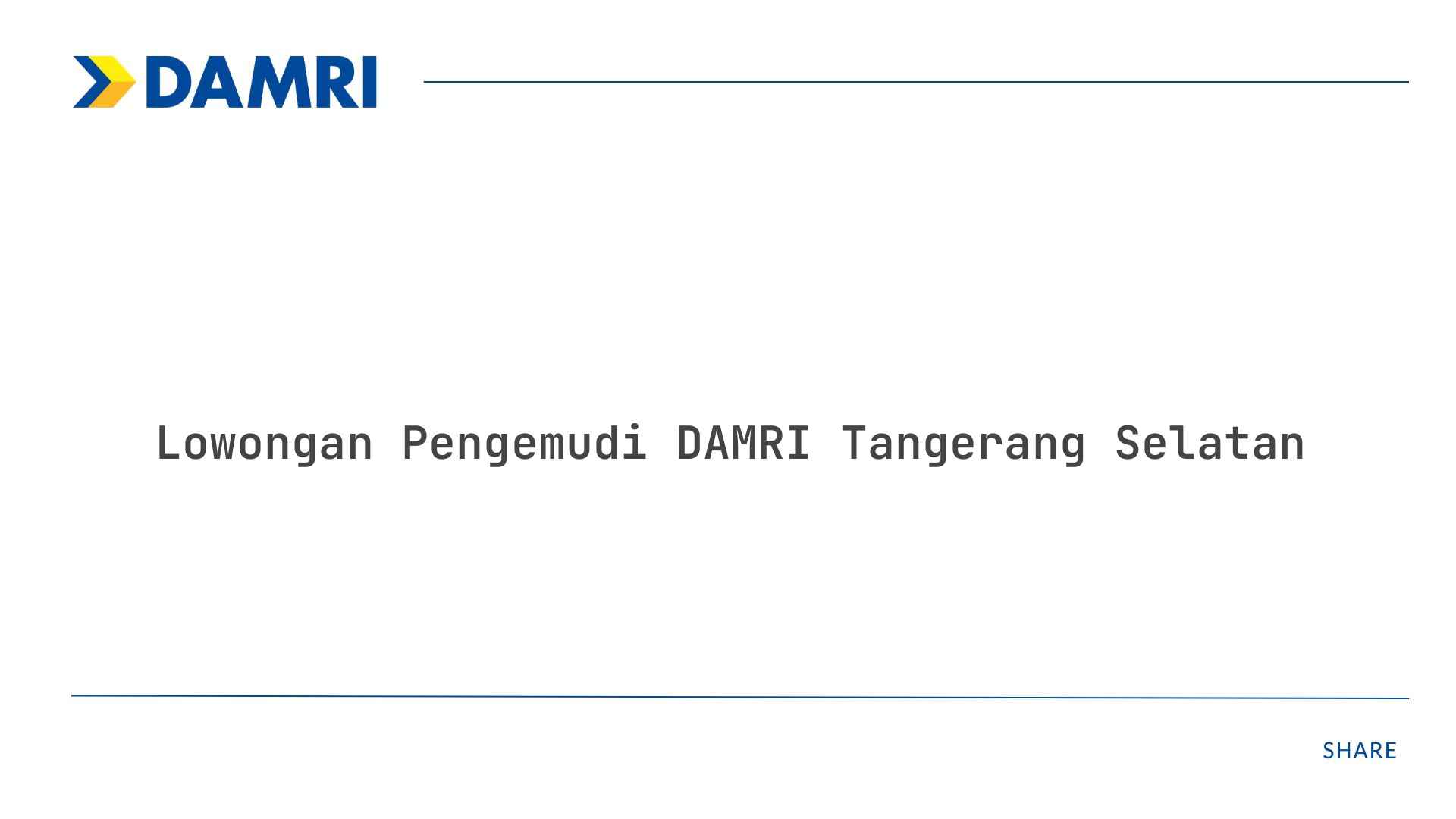 Lowongan Pengemudi DAMRI Tangerang Selatan